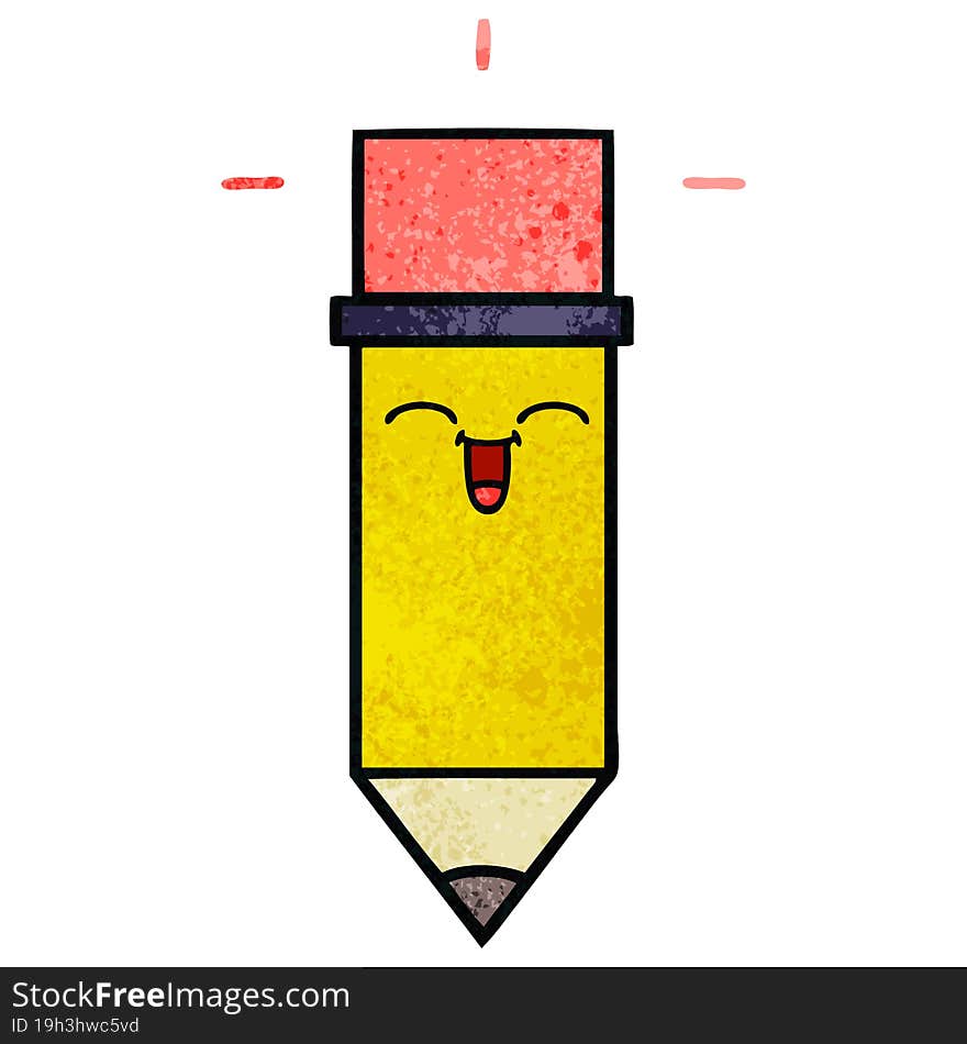 retro grunge texture cartoon of a pencil