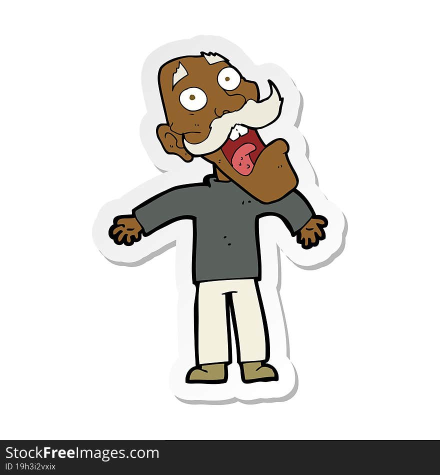 sticker of a cartoon terrified old man