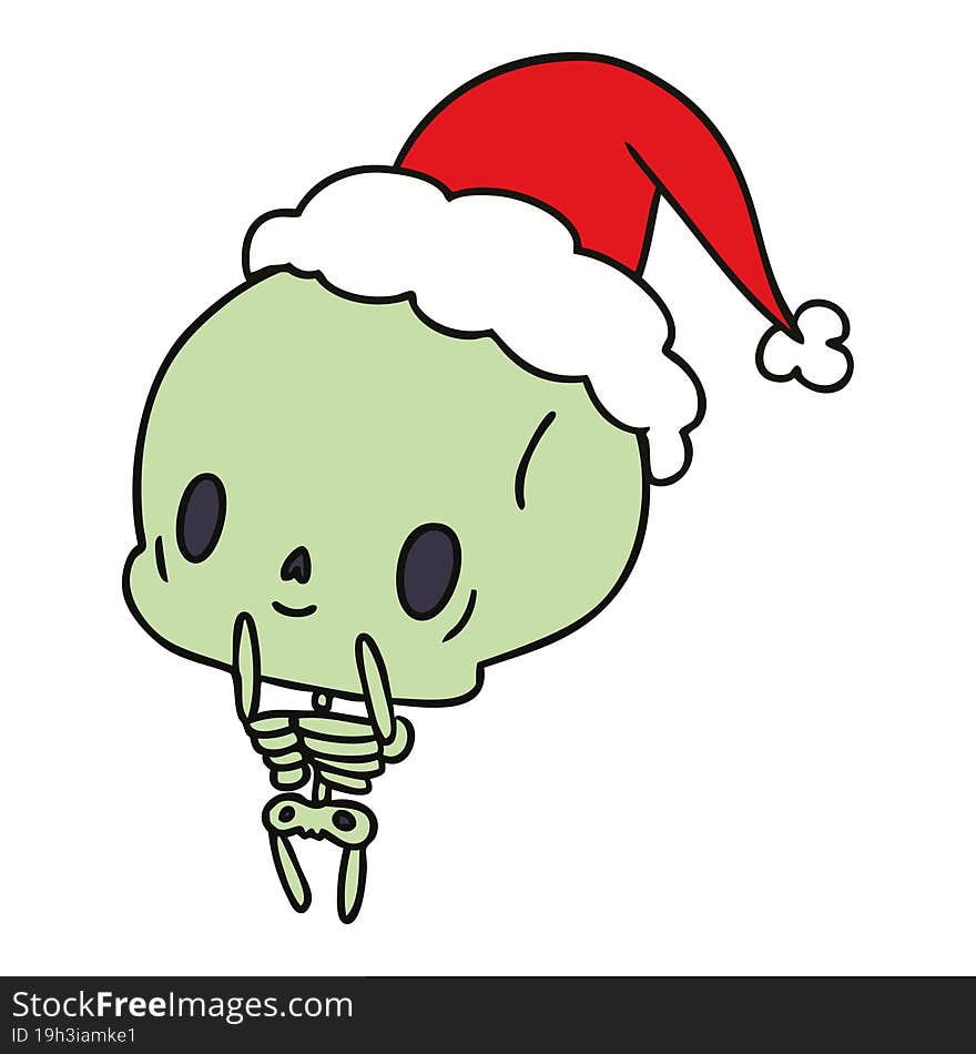 hand drawn christmas cartoon of kawaii skeleton