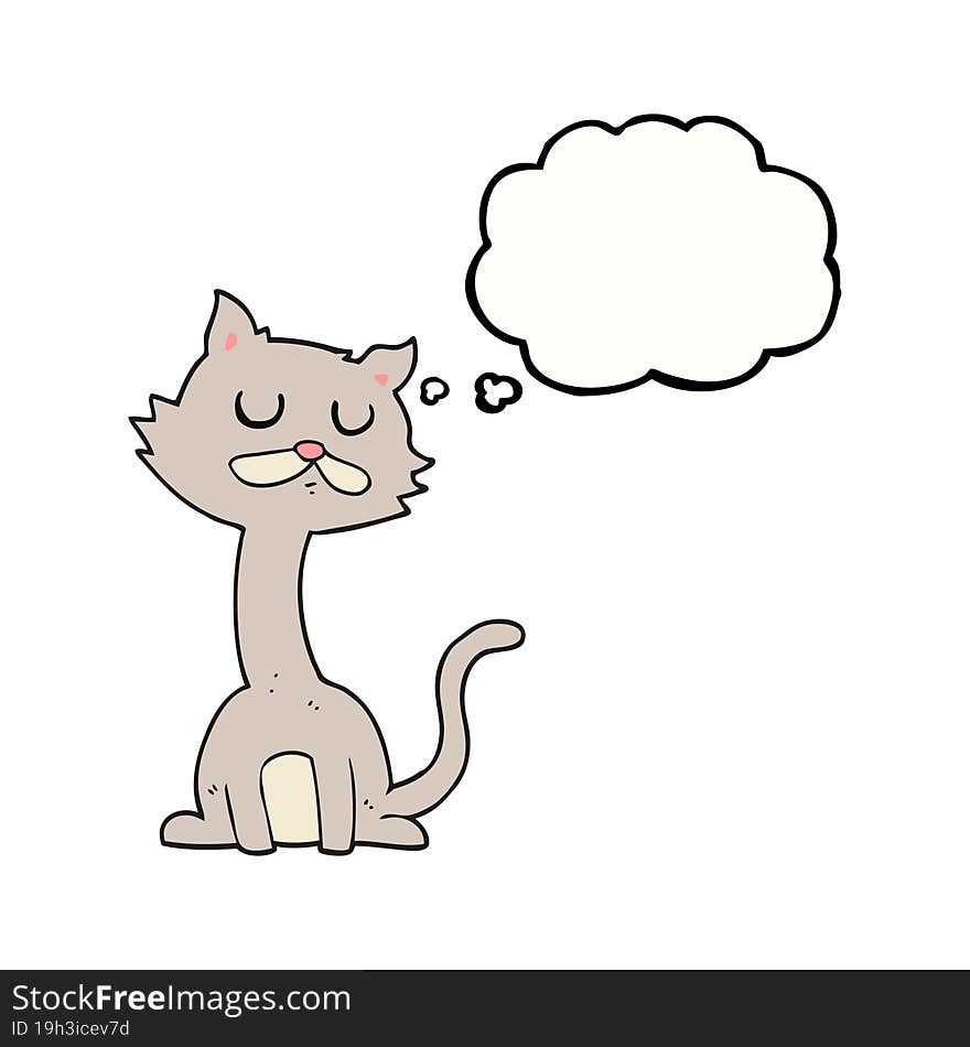 freehand drawn thought bubble cartoon cat