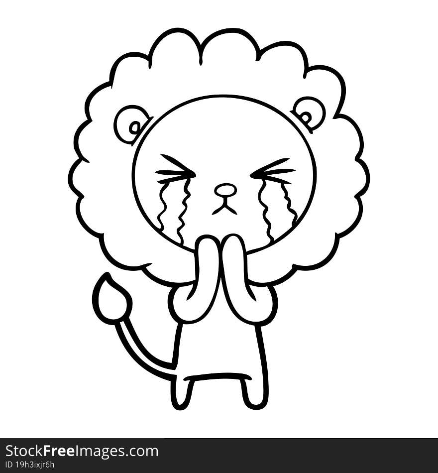 cartoon crying lion praying. cartoon crying lion praying