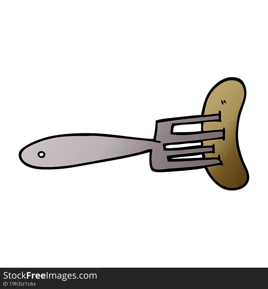 cartoon doodle sausage on fork