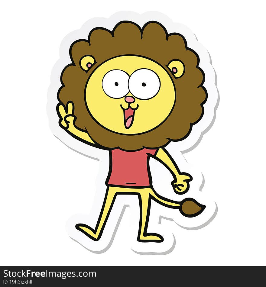 sticker of a happy cartoon lion