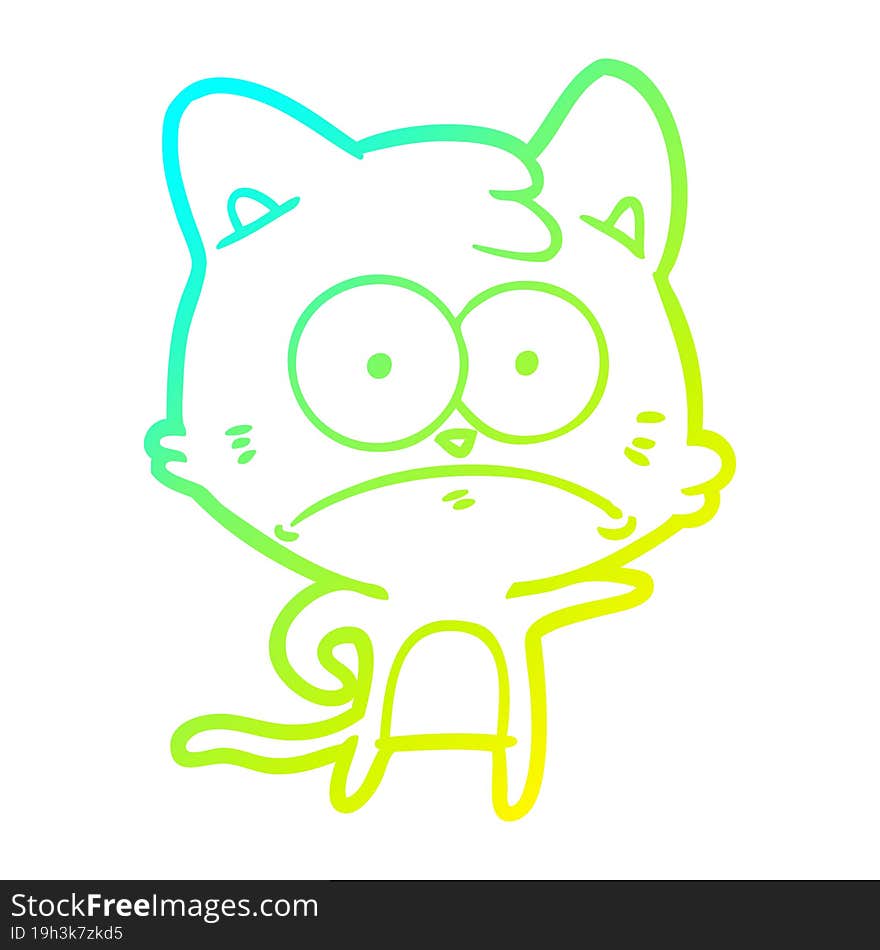 cold gradient line drawing cartoon nervous cat