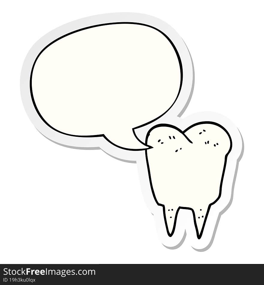 cartoon tooth and speech bubble sticker