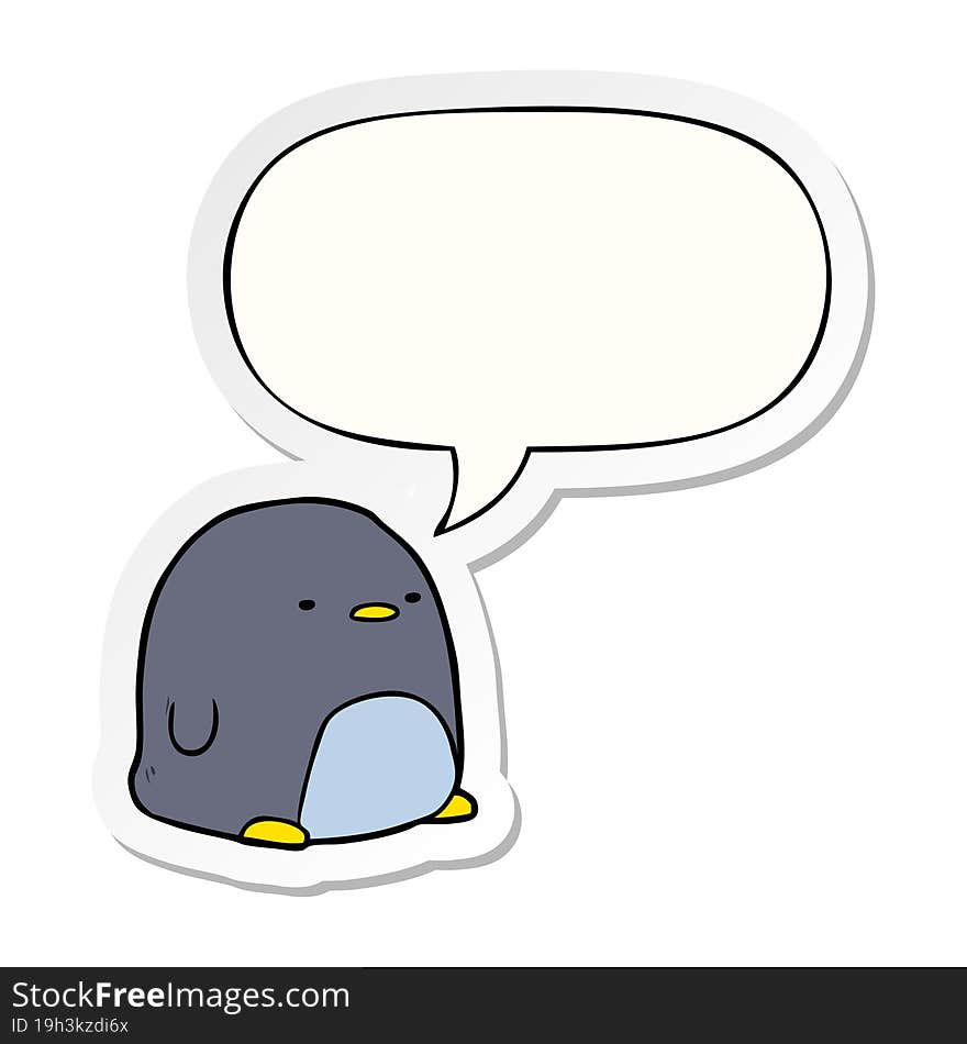 cute cartoon penguin and speech bubble sticker