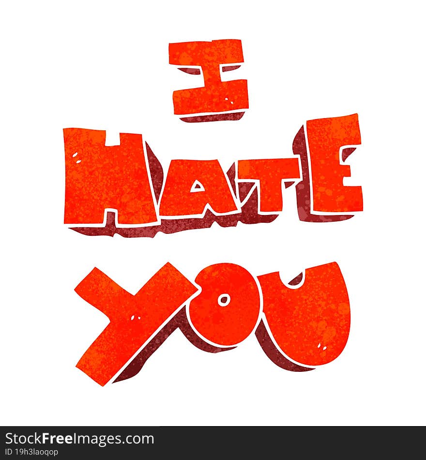 I hate you retro cartoon symbol