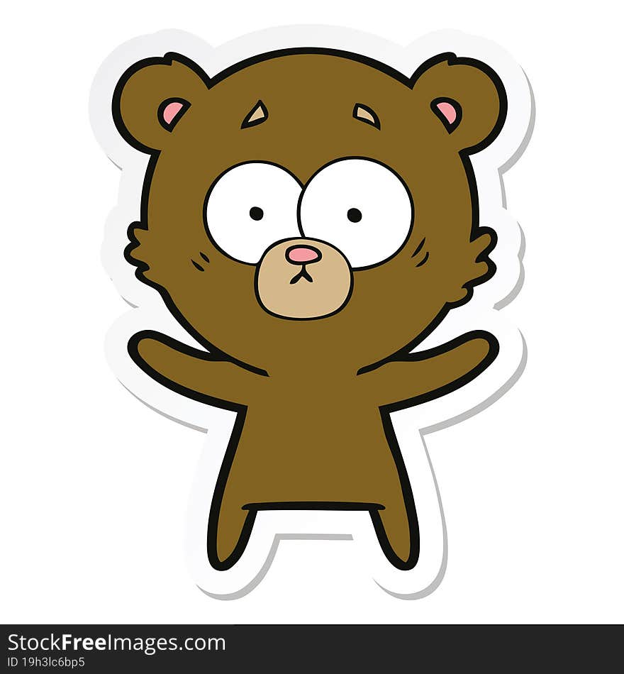 sticker of a surprised bear cartoon