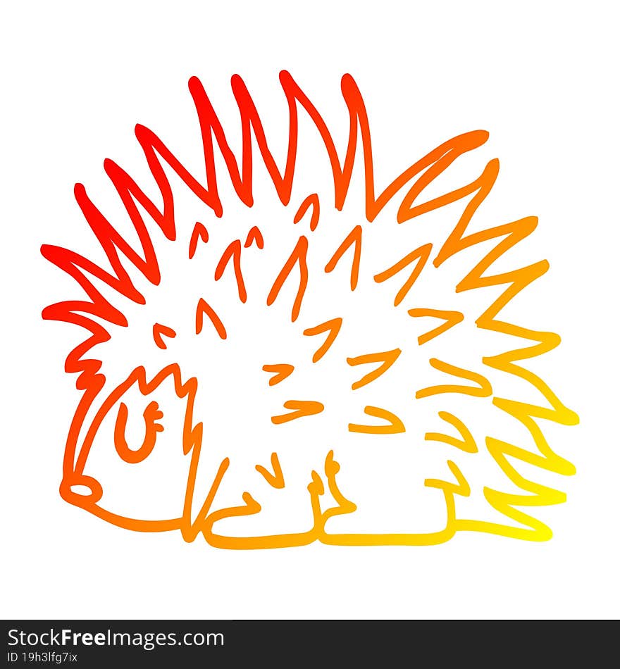 Warm Gradient Line Drawing Cartoon Spiky Hedgehog