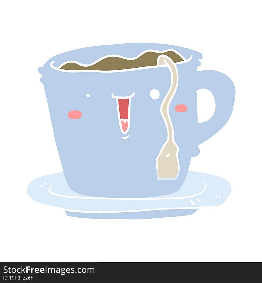 cute flat color style cartoon cup and saucer