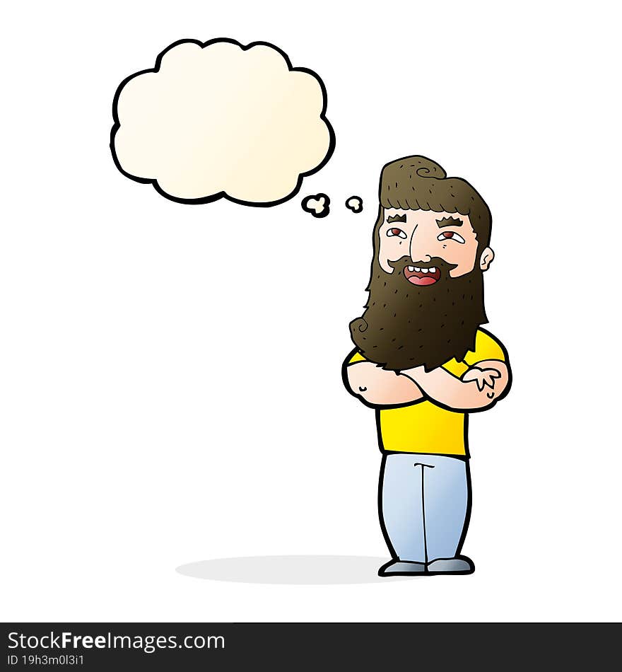 cartoon proud man with thought bubble