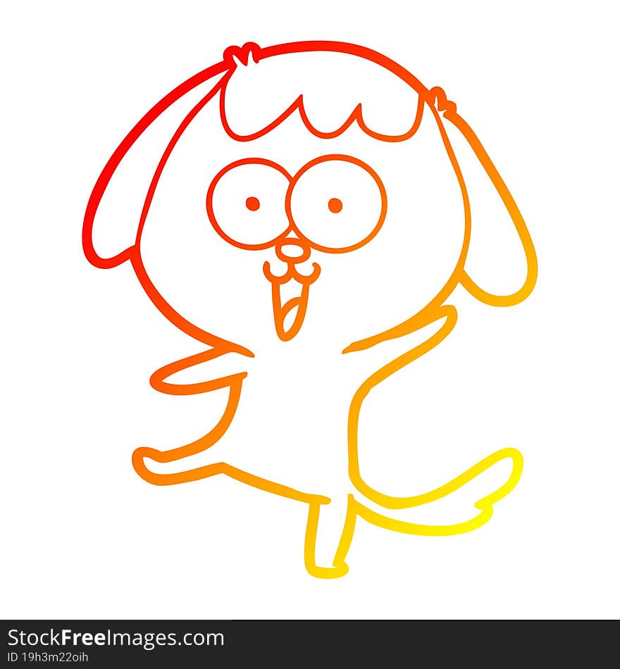 Warm Gradient Line Drawing Cute Cartoon Dog