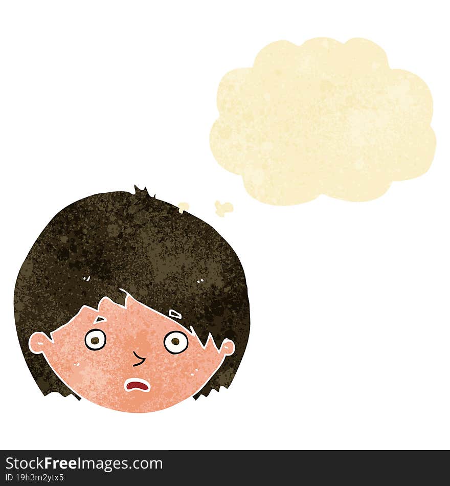 cartoon unhappy boy with thought bubble