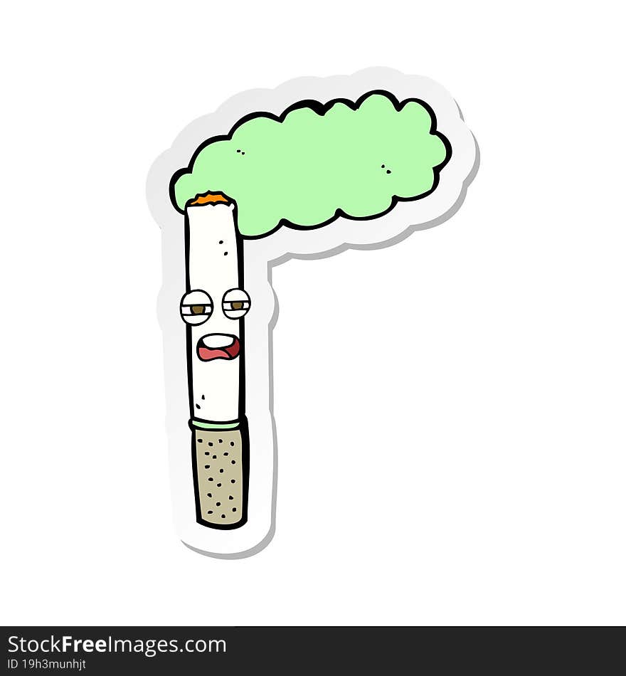 sticker of a cartoon happy cigarette