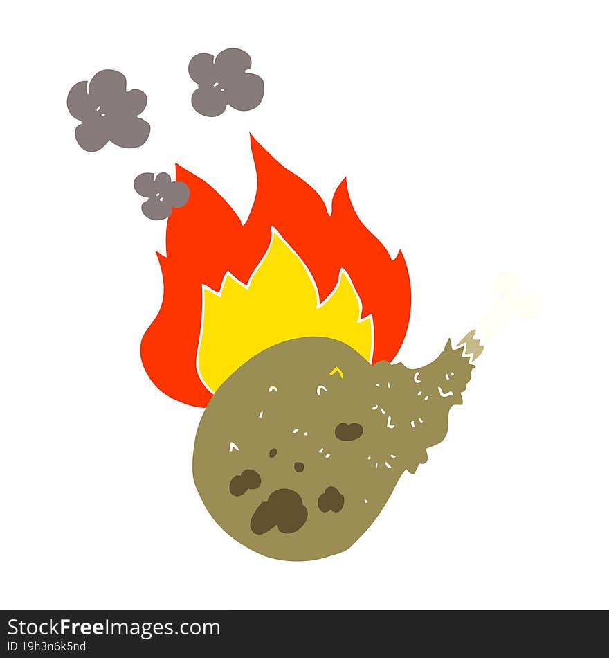 Flat Color Illustration Of A Cartoon Cooked Meat