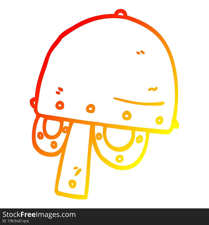 warm gradient line drawing of a cartoon viking helmet