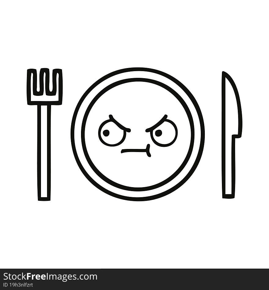 line drawing cartoon dinner plate