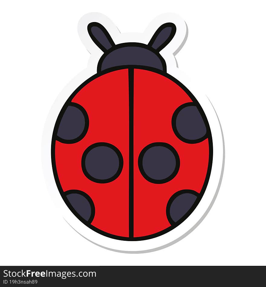 sticker of a cute cartoon lady bug