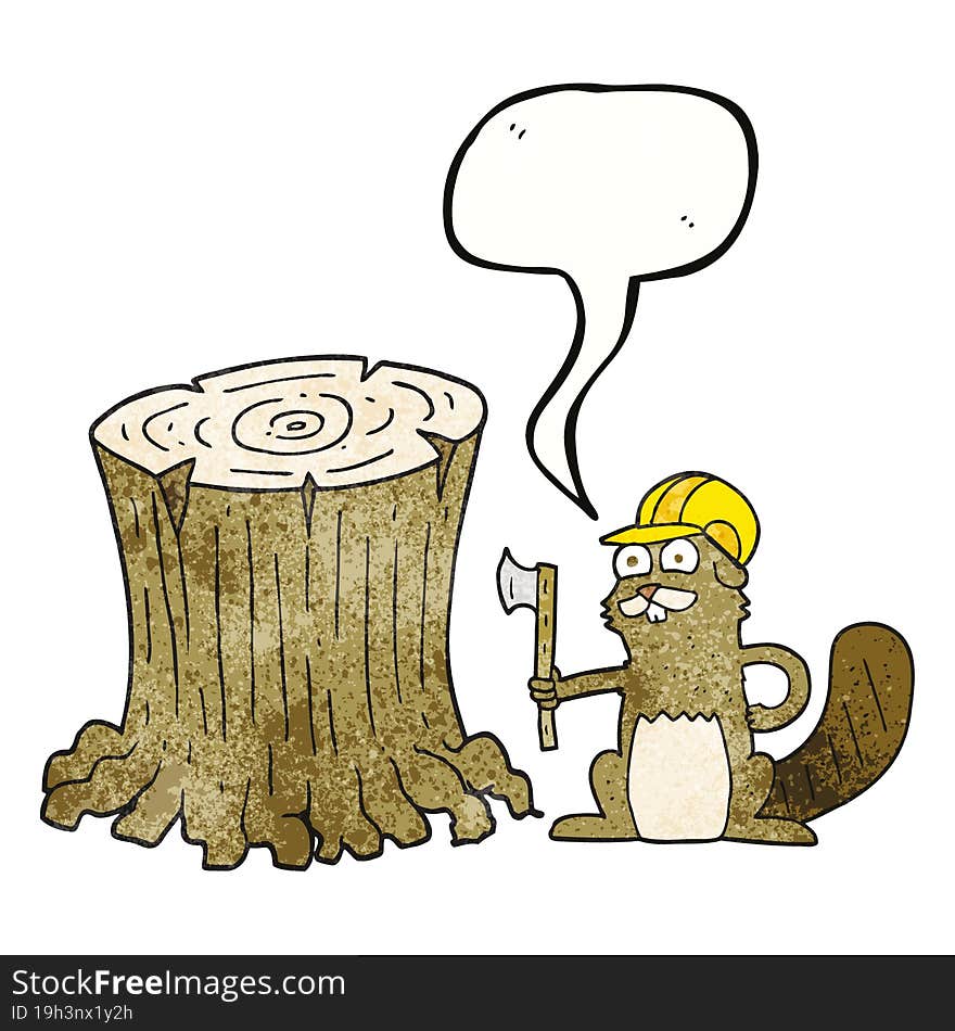 Speech Bubble Textured Cartoon Beaver