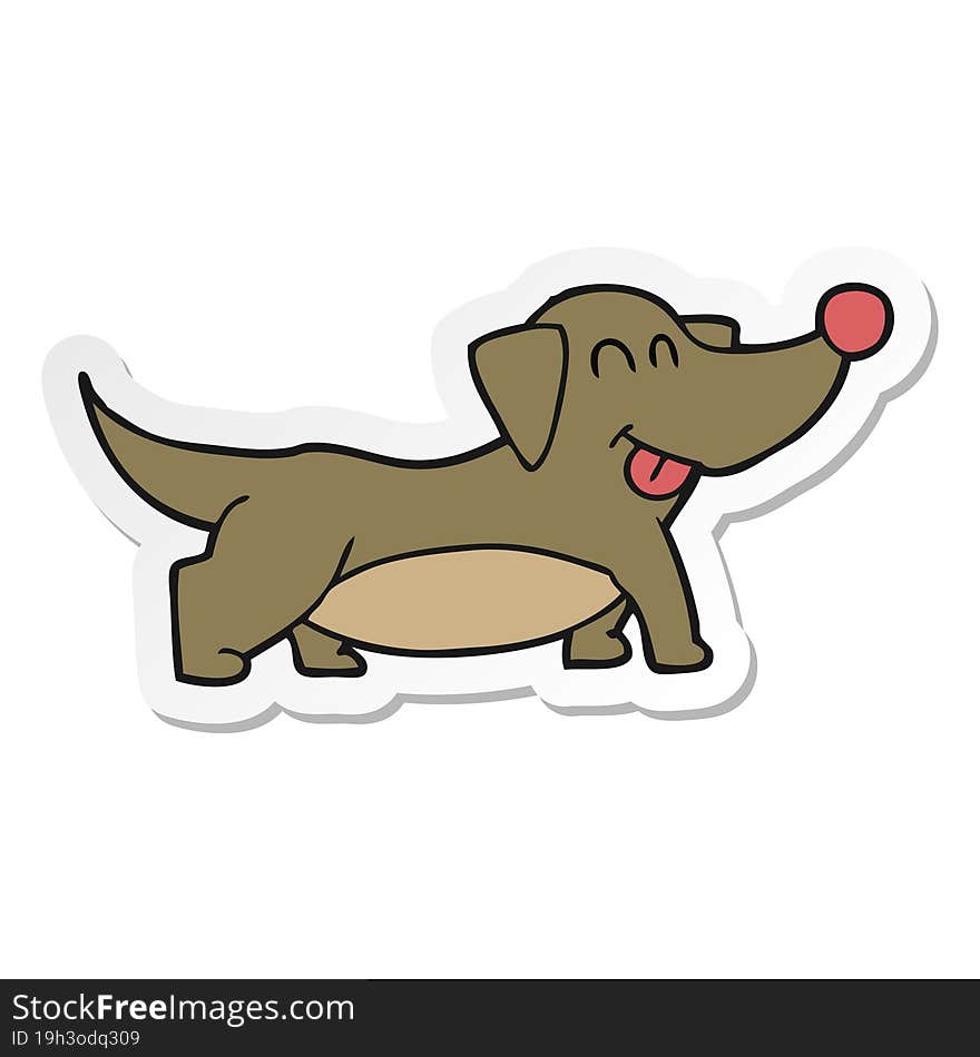 sticker of a cartoon happy little dog