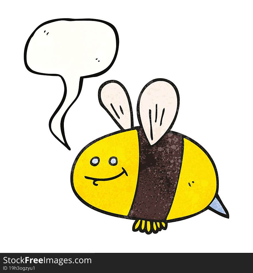 Speech Bubble Textured Cartoon Bee