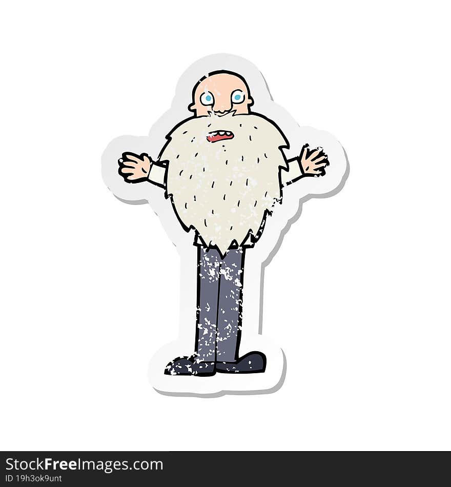 retro distressed sticker of a cartoon bearded old man