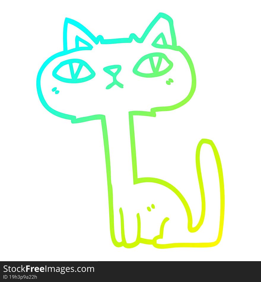 cold gradient line drawing cartoon funny cat