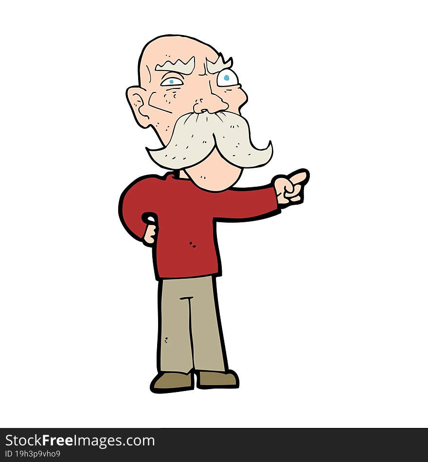 cartoon annoyed old man pointing