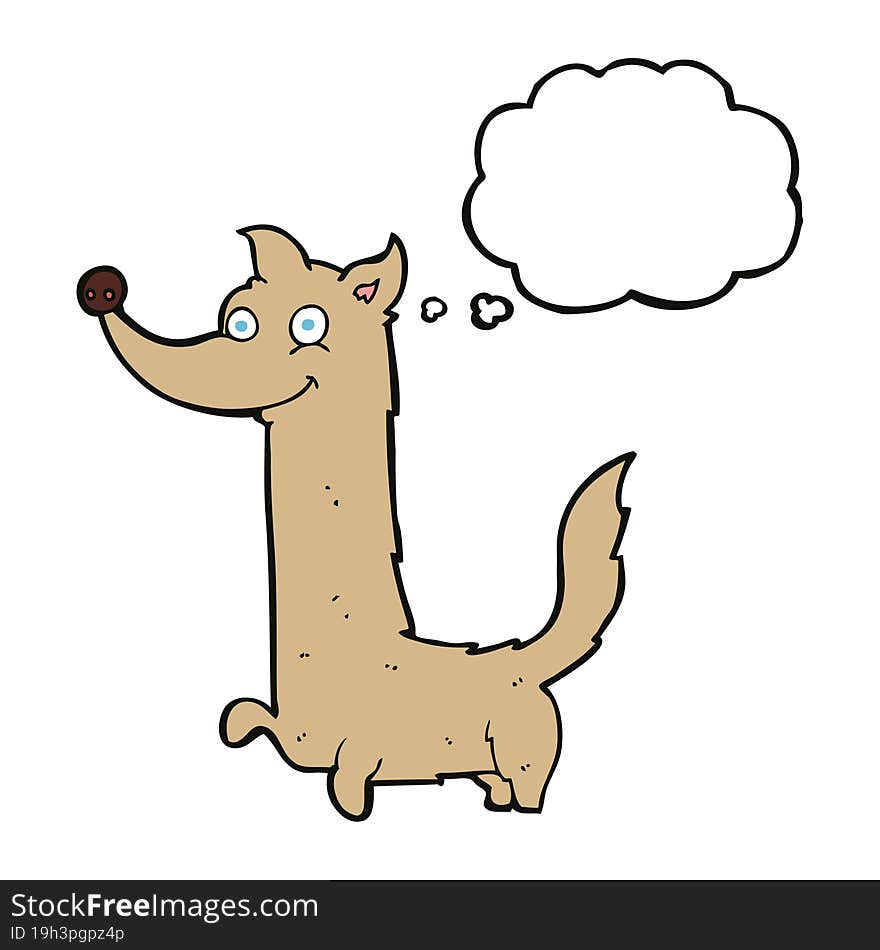 Cartoon Happy Dog With Thought Bubble