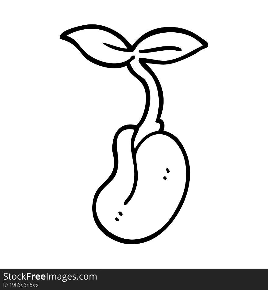 line drawing cartoon of a seedling