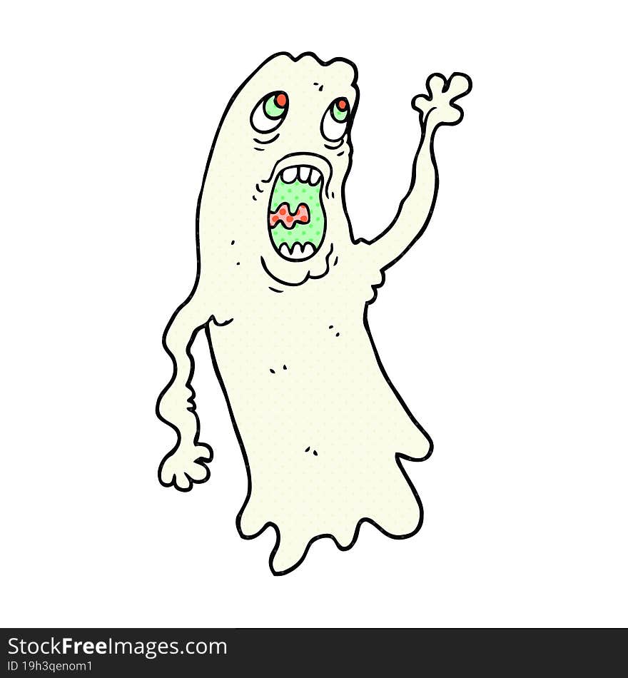 freehand drawn cartoon ghost