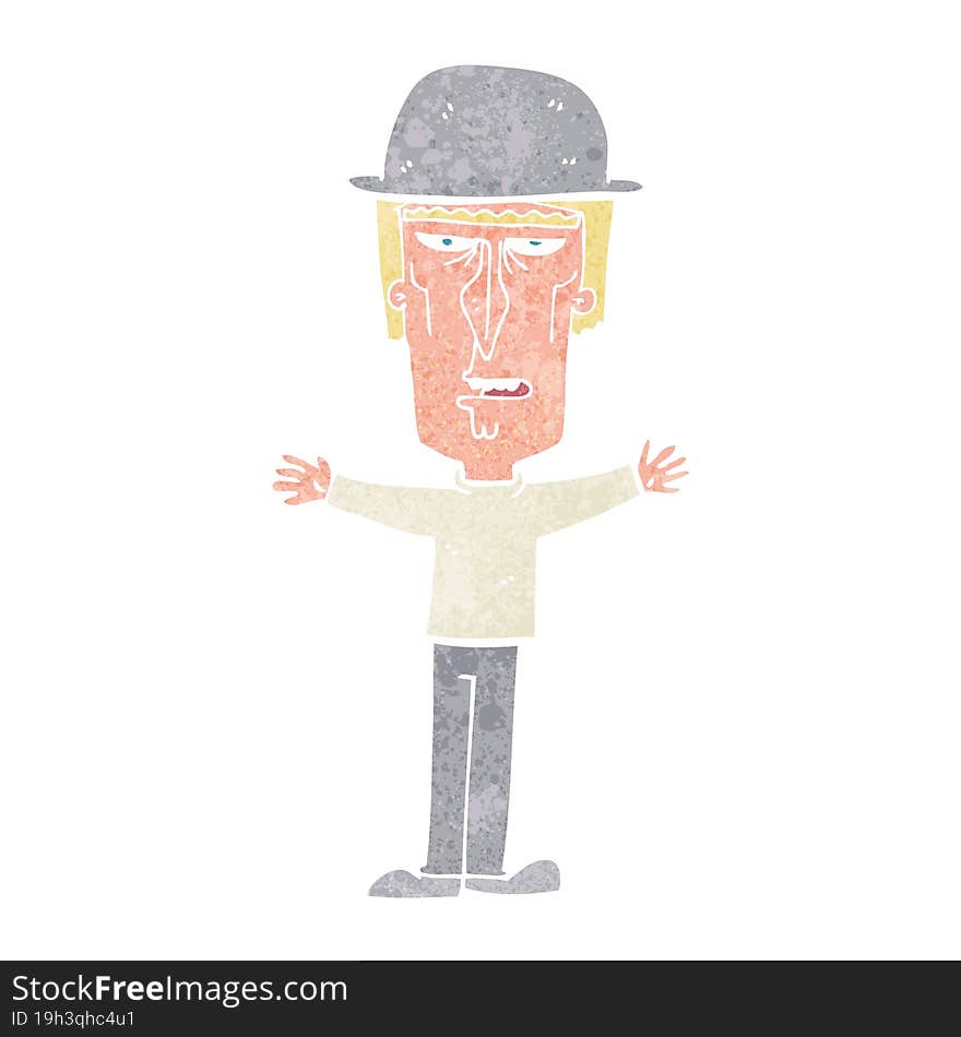 Cartoon Man Wearing Bowler Hat