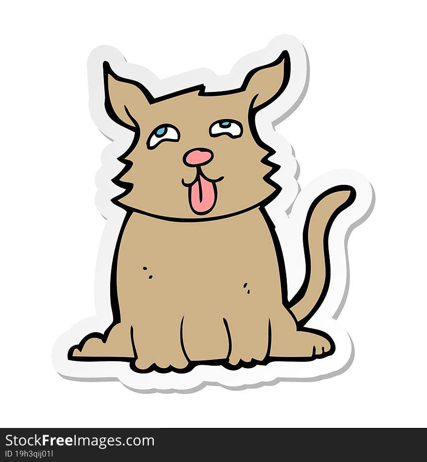 sticker of a cartoon happy dog