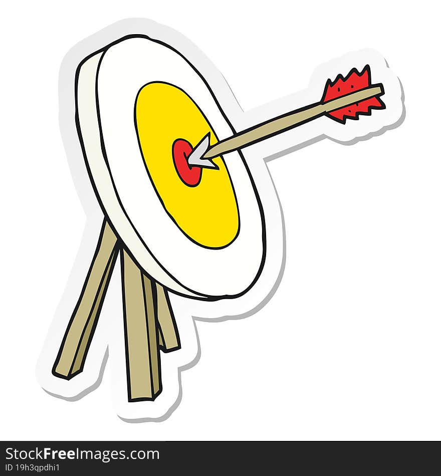 Sticker Of A Cartoon Archery Target