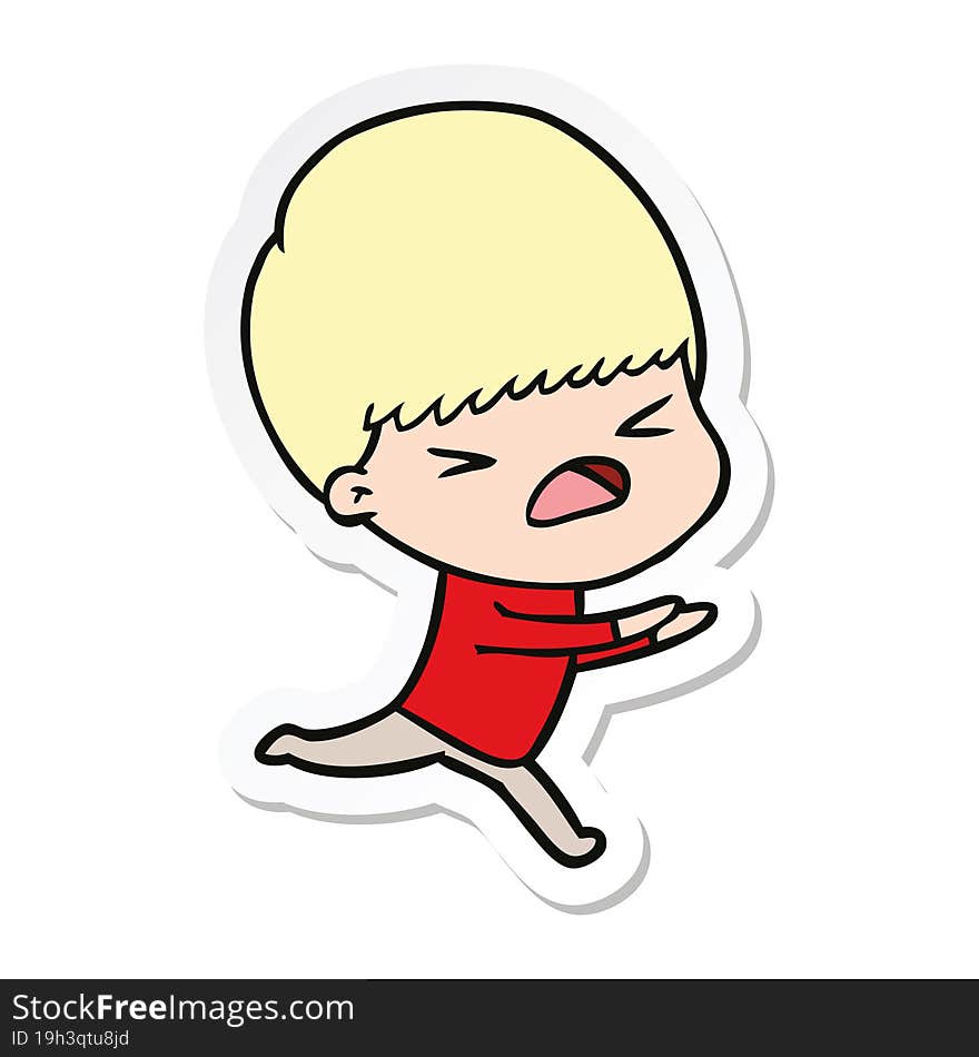 sticker of a cartoon stressed man