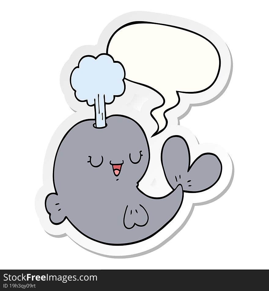 cartoon whale with speech bubble sticker. cartoon whale with speech bubble sticker