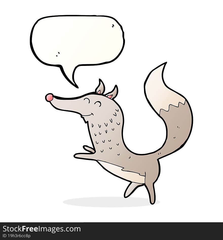 Cartoon Happy Wolf With Speech Bubble