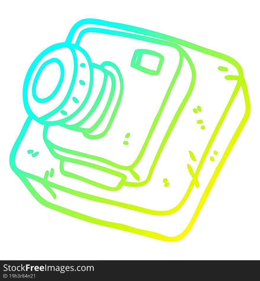 Cold Gradient Line Drawing Cartoon Old Camera