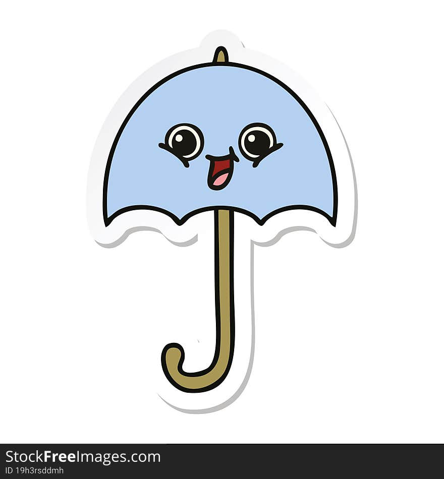 Sticker Of A Cute Cartoon Umbrella