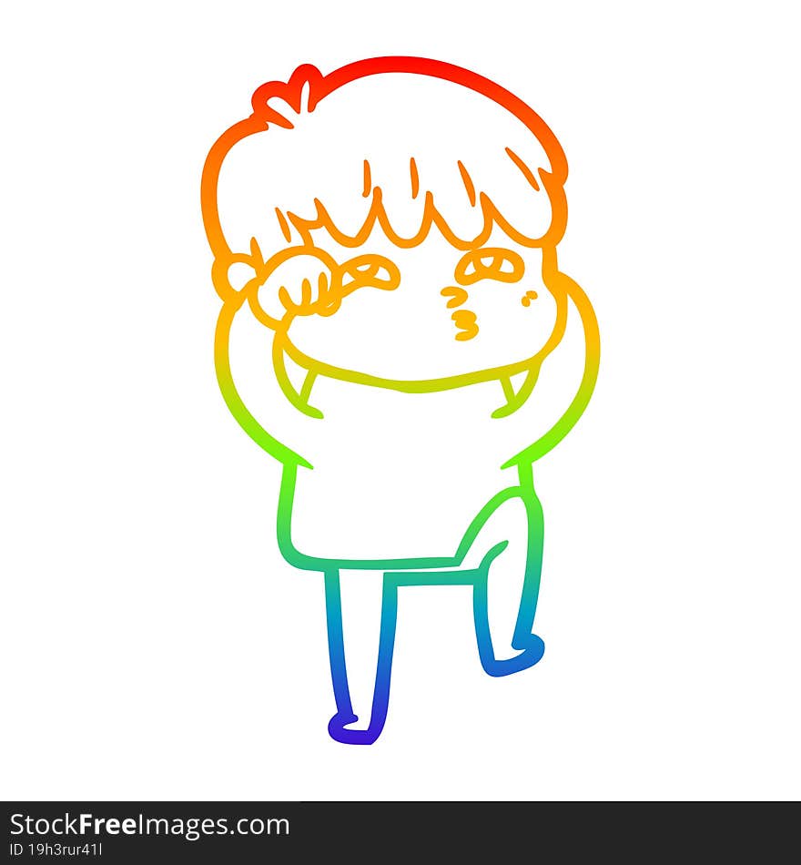 rainbow gradient line drawing cartoon curious man