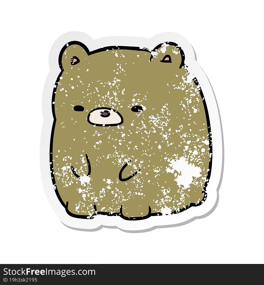 distressed sticker of a cartoon sad bear