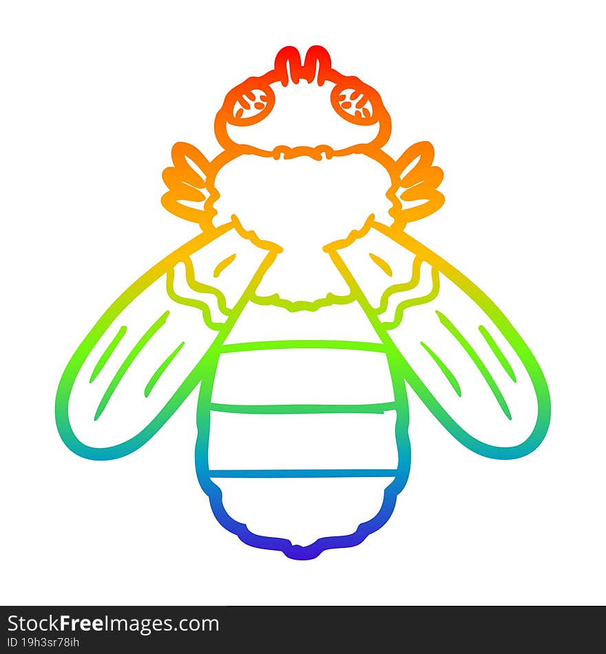 rainbow gradient line drawing cartoon bee