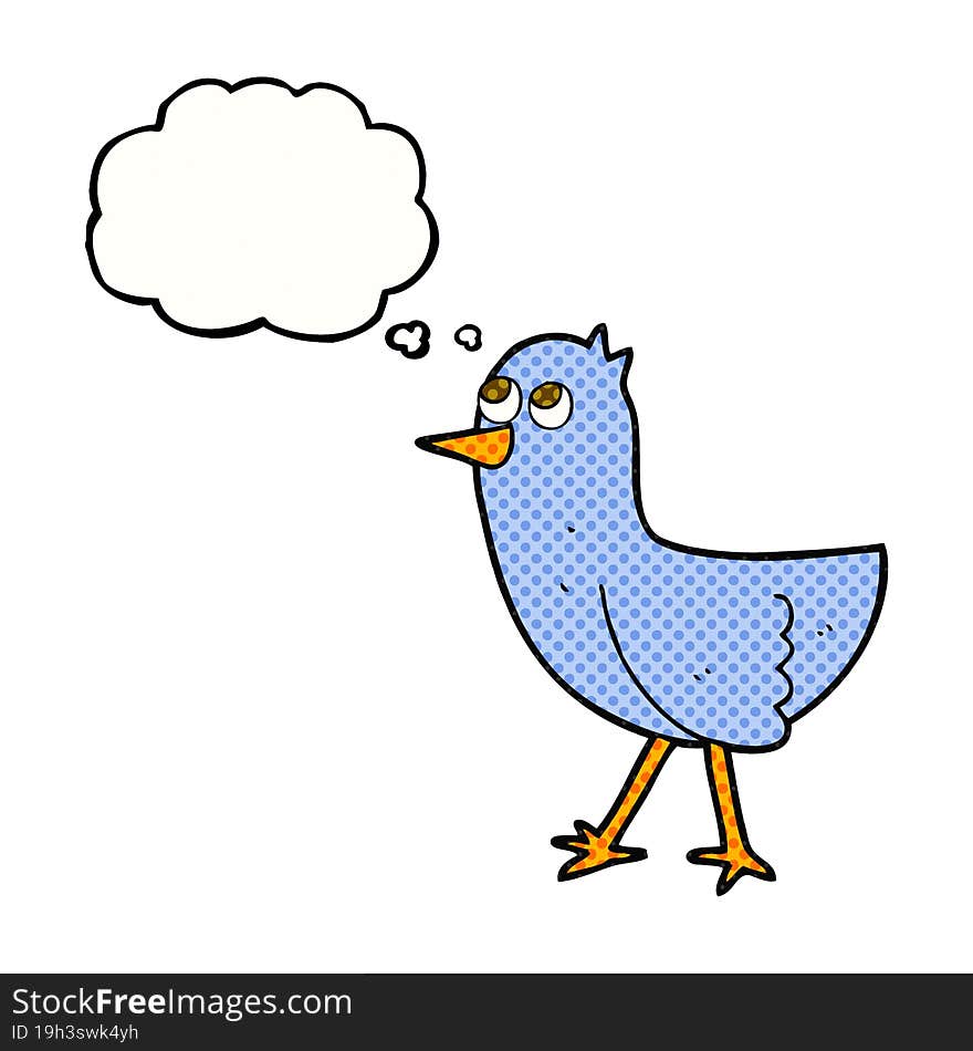 freehand drawn thought bubble cartoon bird