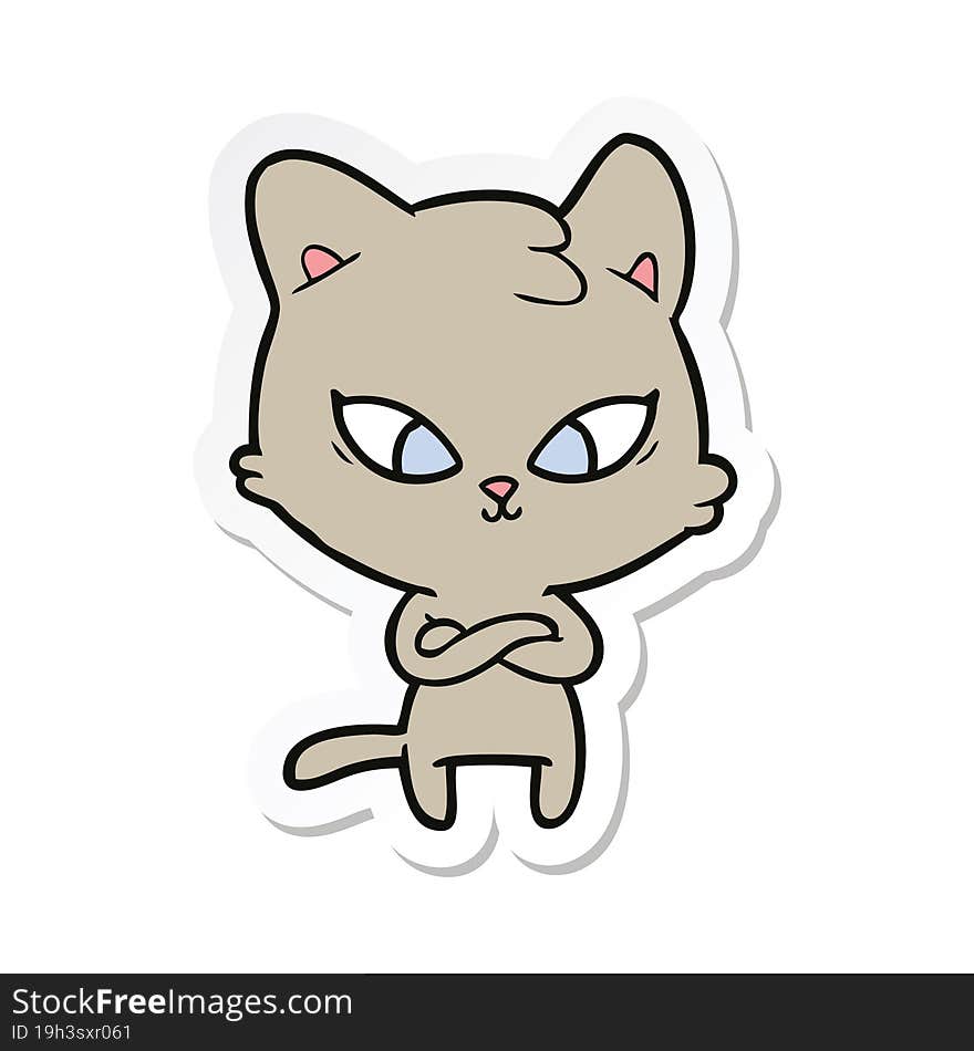 sticker of a cute cartoon cat