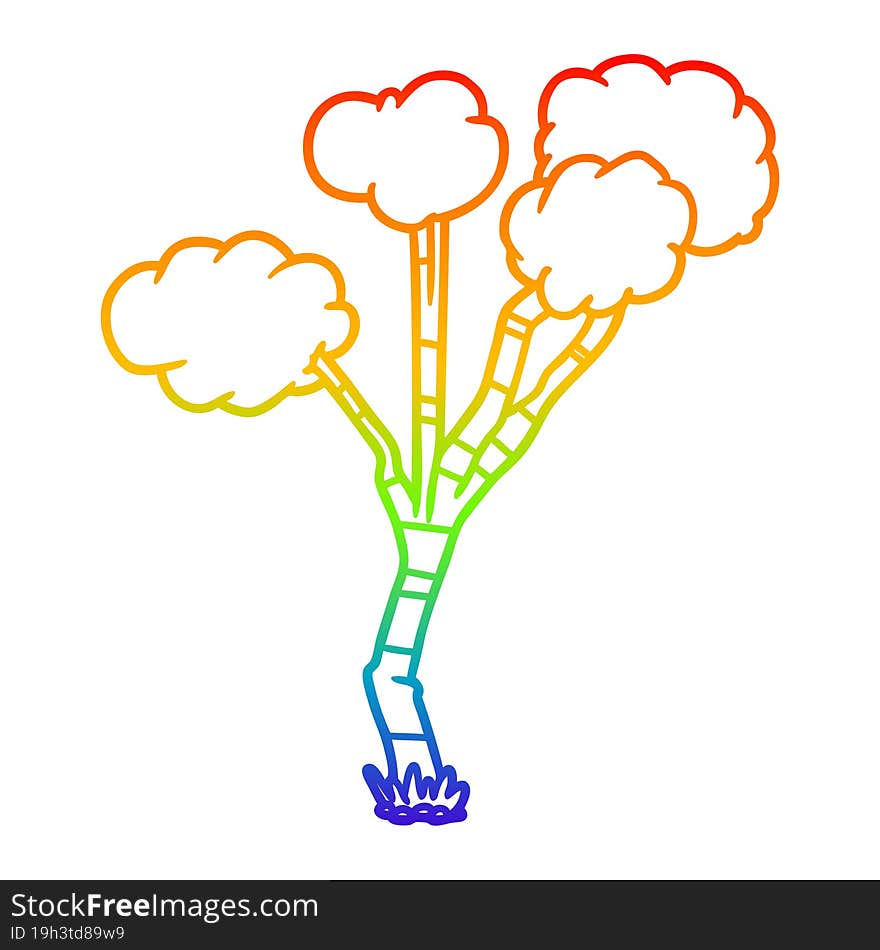 rainbow gradient line drawing cartoon sparse tree