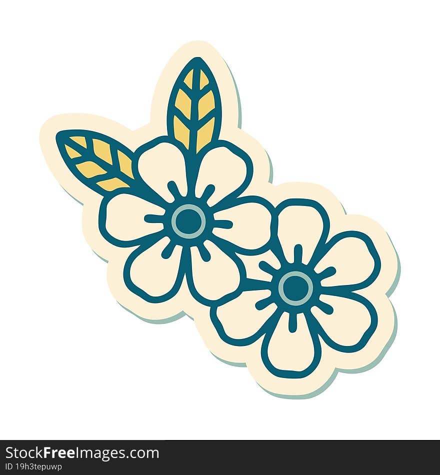 tattoo style sticker of flowers