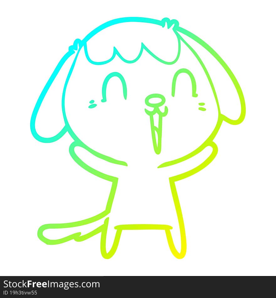 Cold Gradient Line Drawing Cute Cartoon Dog