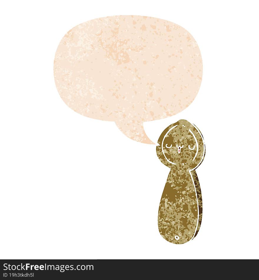 cartoon spoon and speech bubble in retro textured style