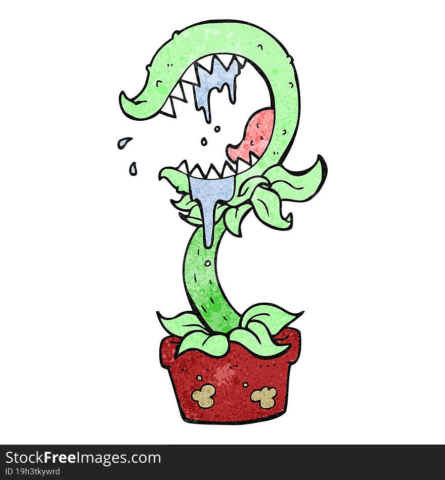 freehand textured cartoon carnivorous plant