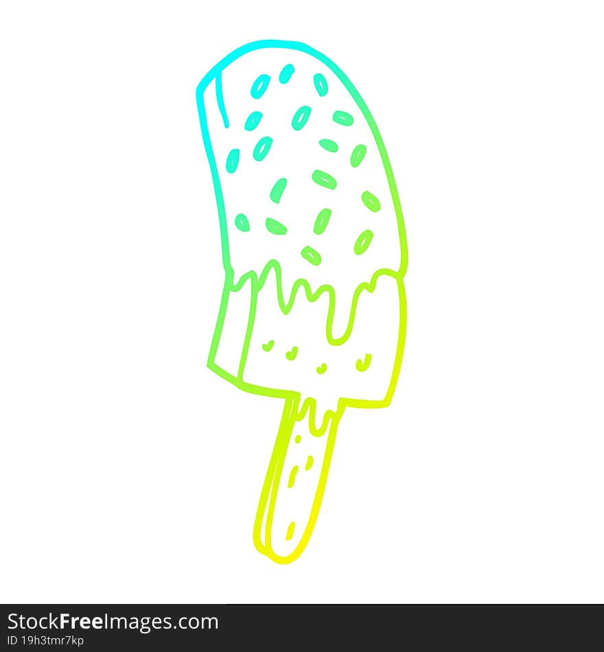 cold gradient line drawing cartoon ice cream lolly